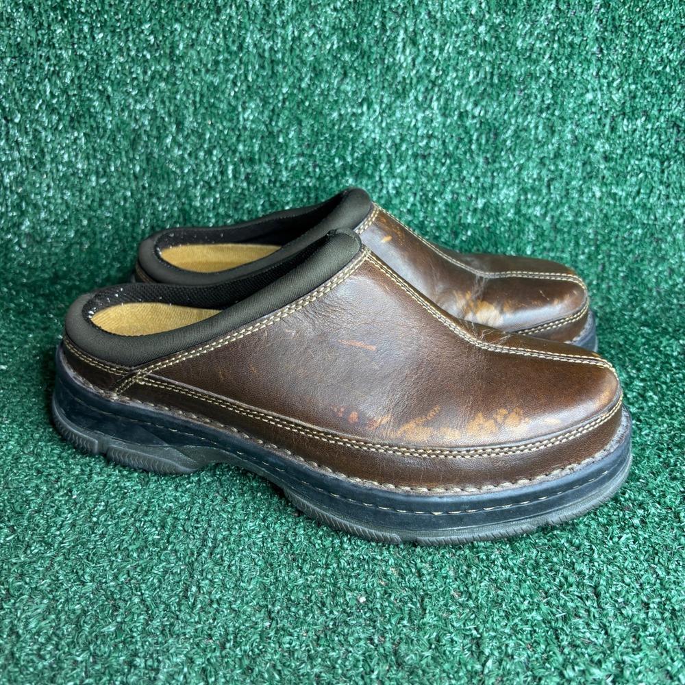 Bass Copper Leather Fabric Upper Slip On Comfort Outdoor Clogs Brown Mens Sz 7M